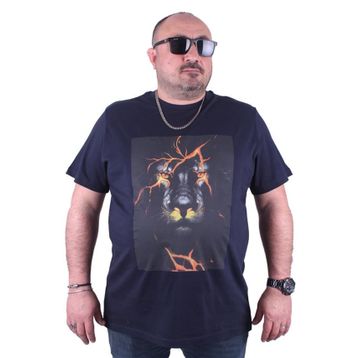Moc Grande 23138 Lion Büyük Beden Lacivert Erkek T-shirt
