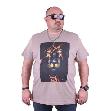 Moc Grande 23138 Lion Büyük Beden Toprak Erkek T-shirt
