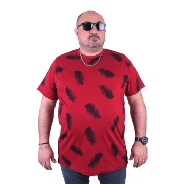 Moc Grande 23149 Feather Büyük Beden Bordo Erkek T-shirt