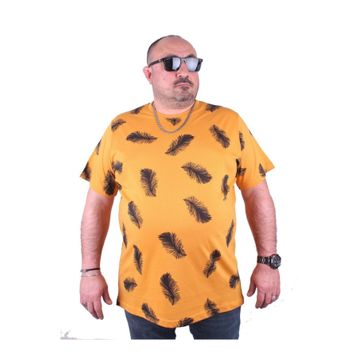 Moc Grande 23149 Feather Büyük Beden Hardal Erkek T-shirt