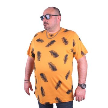 Moc Grande 23149 Feather Büyük Beden Hardal Erkek T-shirt