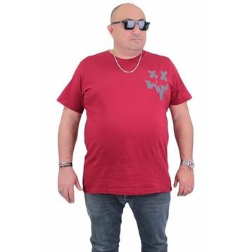 Moc Grande 24130 Büyük Beden Sıfır Yaka Bordo Erkek T-shirt