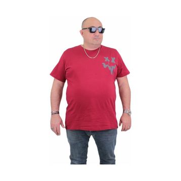 Moc Grande 24130 Büyük Beden Sıfır Yaka Bordo Erkek T-shirt