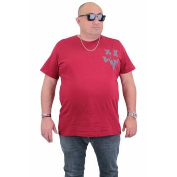 Moc Grande 24130 Büyük Beden Sıfır Yaka Bordo Erkek T-shirt