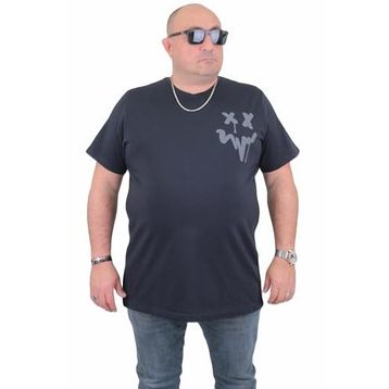 Moc Grande 24130 Büyük Beden Sıfır Yaka Lacivert Erkek T-shirt
