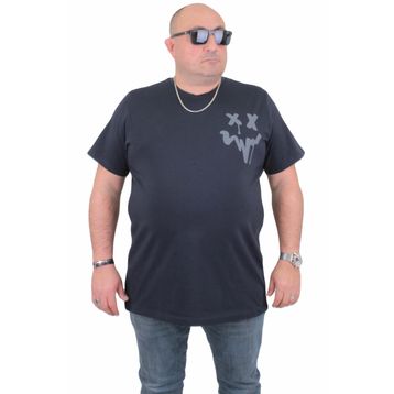 Moc Grande 24130 Büyük Beden Sıfır Yaka Lacivert Erkek T-shirt