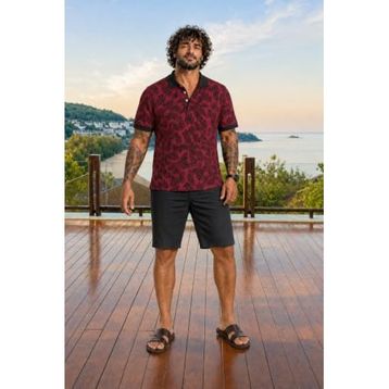 Moc Grande 24455 Hawai Bordo Erkek T-shirt