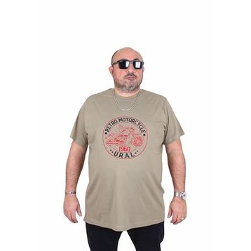 Moc Grande 25171 Motorcycle Haki Sıfır Yaka Erkek T-shirt