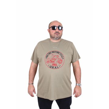 Moc Grande 25171 Motorcycle Haki Sıfır Yaka Erkek T-shirt