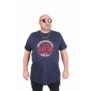 Moc Grande 25171 Motorcycle Lacivert Sıfır Yaka Erkek T-shirt