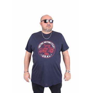 Moc Grande 25171 Motorcycle Lacivert Sıfır Yaka Erkek T-shirt