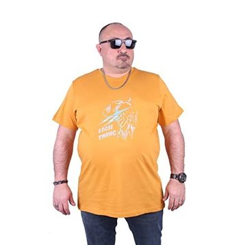 Moc Grande Lightning 23132 Büyük Beden Hardal Erkek T-shirt