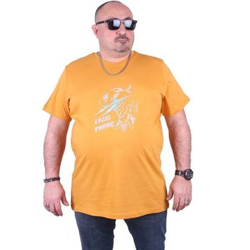 Moc Grande Lightning 23132 Büyük Beden Hardal Erkek T-shirt