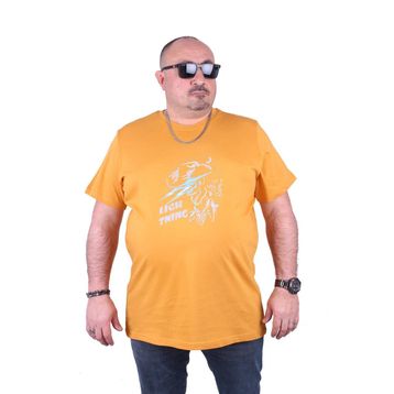 Moc Grande Lightning 23132 Büyük Beden Hardal Erkek T-shirt