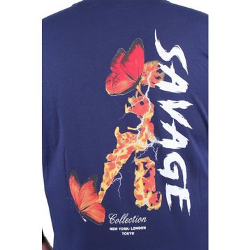 Moc Grande Savage 23101 Büyük Beden Koyu Mavi Erkek T-shirt