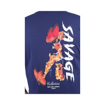 Moc Grande Savage 23101 Büyük Beden Koyu Mavi Erkek T-shirt