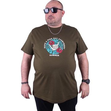Moc Grande Summer 23119 Büyük Beden Askeri Yeşil Erkek T-shirt