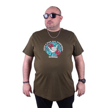 Moc Grande Summer 23119 Büyük Beden Askeri Yeşil Erkek T-shirt
