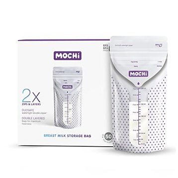 Mochi Mor Beyaz 50'li Anne Sütü Saklama Poşeti