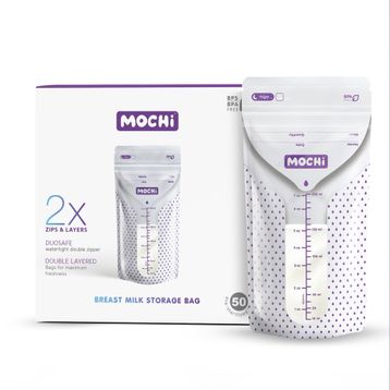 Mochi Mor Beyaz 50'li Anne Sütü Saklama Poşeti