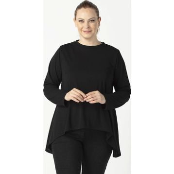 Moda Berray 2350 Siyah Esnek Asimetrik Kesim Uzun Kollu Kadın Bluz