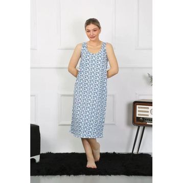 Moda Çizgi 12005 Kalın Askılı Penye Uzun Kadın Gecelik