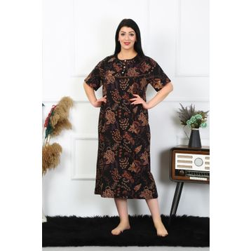 Moda Çizgi 1375 Büyük Beden Kısa Kol Siyah Anne Kadın Gecelik