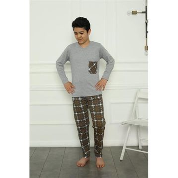 Moda Çizgi 20387 Gri Penye Erkek Çocuk Pijama Takımı