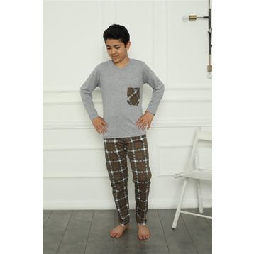 Moda Çizgi 20387 Gri Penye Erkek Çocuk Pijama Takımı