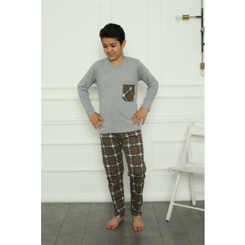 Moda Çizgi 20387 Gri Penye Erkek Çocuk Pijama Takımı
