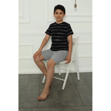 Moda Çizgi 20392 Siyah Penye Erkek Çocuk Şortlu Pijama Takımı