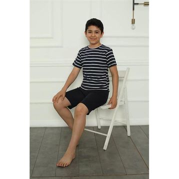 Moda Çizgi 20394 Lacivert Penye Erkek Çocuk Şortlu Pijama Takımı