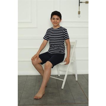 Moda Çizgi 20394 Lacivert Penye Erkek Çocuk Şortlu Pijama Takımı