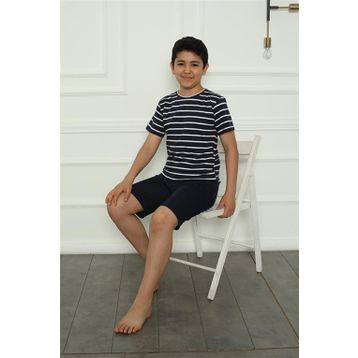 Moda Çizgi 20394 Lacivert Penye Erkek Çocuk Şortlu Pijama Takımı