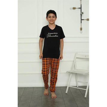 Moda Çizgi 20395 Siyah Penye Erkek Çocuk Pijama Takımı