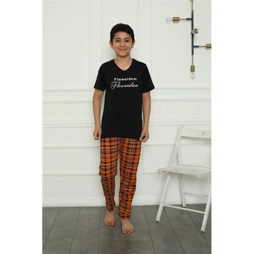 Moda Çizgi 20395 Siyah Penye Erkek Çocuk Pijama Takımı
