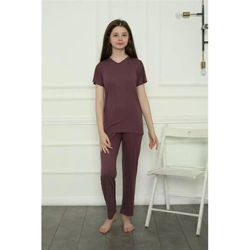 Moda Çizgi 20399 Mürdüm Penye Kız Çocuk Pijama Takımı