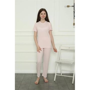 Moda Çizgi 20400 Pembe Penye Kız Çocuk Pijama Takımı