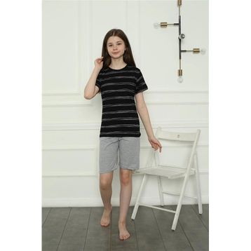 Moda Çizgi 20405 Siyah Penye Kız Çocuk Şortlu Pijama Takımı