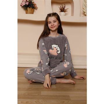 Moda Çizgi 20523 Gri Welsoft Polar Kız Çocuk Pijama Takımı