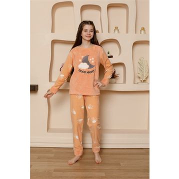 Moda Çizgi 20526 Turuncu Welsoft Polar Kız Çocuk Pijama Takımı