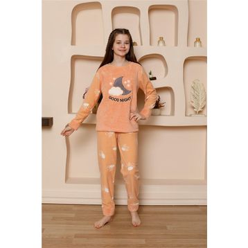 Moda Çizgi 20526 Turuncu Welsoft Polar Kız Çocuk Pijama Takımı
