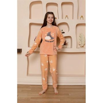 Moda Çizgi 20526 Turuncu Welsoft Polar Kız Çocuk Pijama Takımı