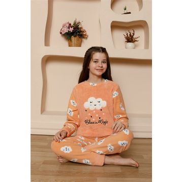 Moda Çizgi 20527 Turuncu Welsoft Polar Kız Çocuk Pijama Takımı