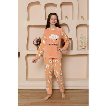 Moda Çizgi 20527 Turuncu Welsoft Polar Kız Çocuk Pijama Takımı