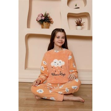 Moda Çizgi 20527 Turuncu Welsoft Polar Kız Çocuk Pijama Takımı