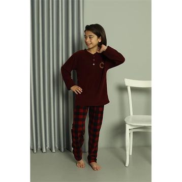 Moda Çizgi 20549 Bordo Welsoft Polar Erkek Çocuk Pijama Takımı