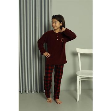Moda Çizgi 20549 Bordo Welsoft Polar Erkek Çocuk Pijama Takımı