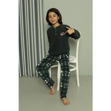 Moda Çizgi 20549 Yeşil Welsoft Polar Erkek Çocuk Pijama Takımı