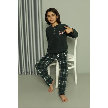 Moda Çizgi 20549 Yeşil Welsoft Polar Erkek Çocuk Pijama Takımı